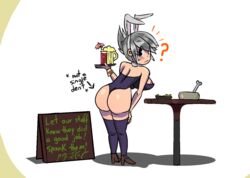 ass big_ass big_breasts blush breasts bunnysuit huge_ass huge_breasts league_of_legends looking_at_viewer looking_back nipples riven stormbringer