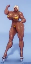 1girls barretxiii bimbo breasts cleavage dark-skinned_female dark_skin extreme_muscles female female_only high_heels huge_ass huge_breasts muscles muscular muscular_female naughty_face platform_heels seductive seductive_smile smile solo thick_thighs