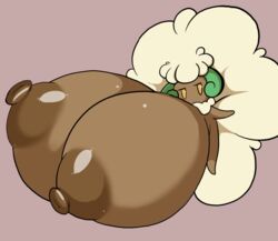 brown_skin edit huge_areolae huge_nipples hyper hyper_breasts petronoise plant pok&eacute;mon_(species) pokemon solo solo_female whimsicott