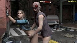 1girls 3d animated behind blender breasts brown_hair car clothed_sex clothing female forced from_behind from_behind_position jill_valentine jill_valentine_(julia_voth) leaning_forward leaning_on_object male monster nipples no_sound noxformi open_mouth outdoors penetration penis rape resident_evil resident_evil_remake scared short_hair street trapped undead vaginal_penetration video virus worried zombie