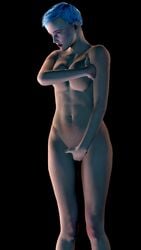 1girls 3d 3d_(artwork) blue_eyes blue_hair female female_only frost_(mortal_kombat) mortal_kombat mortal_kombat_11 nude nude_female sfmporn_(artist) short_hair solo source_filmmaker supurattabrain