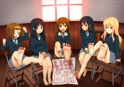 5girls azusa_nakano_(k-on!) feet female female_only foot_fetish foot_focus human k-on! mio_akiyama_(k-on!) multiple_girls ritsu_tainaka_(k-on!) school_uniform tagme tsumugi_kotobuki_(k-on!) yui_hirasawa_(k-on!)