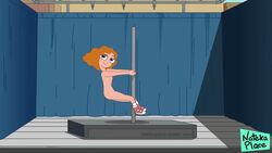 blue_eyes breasts disney disney_channel disney_xd female female_only lap_dance melissa_chase milo_murphy's_law nateka_place nipples nude orange_hair parody sneakers sneakers_only strip_tease tagme teenager