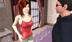 1boy 1girls bonnie_wright female ginny_weasley harry_james_potter harry_potter looking_at_another loyalservant male red_hair redhead standing tank_top the_klub_17