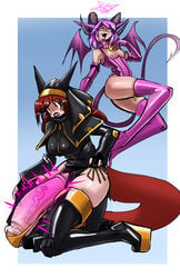 1futa 2019 animal_genitalia animal_humanoid animal_penis breasts bumbleborb clothing corset demon demon_humanoid duo equine_penis erection erection_in_panties erection_under_clothes facial_markings female futa_sans_balls futanari genitals hair head_markings hi_res horn horsecock huge_cock humanoid hyper hyper_penis intersex joan_(bumbleborb) large_breasts legwear lingerie magic markings membrane_(anatomy) membranous_wings nipples open_mouth panties panty_bulge penis penis_bulge penis_expansion penis_growth penis_in_panties penis_transformation penis_under_clothes pentagram pink_hair red_hair shocked small_breasts smile surprise tenting thigh_highs topwear transformation wings