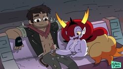 1boy 1boy1girl 1girls big_breasts brown_eyes brown_hair disney dress erection fellatio handjob hekapoo marco_diaz nateka_place nipples red_eyes red_hair star_vs_the_forces_of_evil tagme