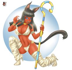 1girls 2020 big_breasts blue_eyes boots cat_ears cat_tail catgirl dark-skinned_female feline female female_focus female_only hi_res high_heel_boots high_resolution long_hair melee_weapon metal_slug metal_slug_attack mummy mummy_cat_(metal_slug) open_mouth red_body red_skin seductive simple_background snk sprite thick_thighs thigh_boots white_background white_boots white_bra white_panties white_thighhighs white_underwear wide_hips ztaroth