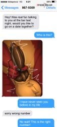 867-5309/jenny absurd_res animal_genitalia animal_penis anthro balls bodily_fluids canid canine canine_genitalia canine_penis canis dick_pic domestic_dog fuzzy_balls gay gay_anal gay_sex genital_fluids genitals hi_res homosexual homosexual_male jarlium knot male male/male male_only mammal penis precum sheath shiba_inu solo spitz stranger text text_message texting