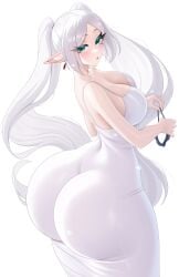 1girls ass ass_bigger_than_head ass_bigger_than_torso ass_in_dress big_ass bottom_heavy breasts bubble_butt cleavage dress elf elf_female fat_ass female female_only frieren gluteal_fold huge_ass large_ass looking_at_viewer looking_back luunamito massive_ass no_bra panties png pointy_ears shortstack solo sousou_no_frieren thick_ass thick_thighs thunder_thighs white_hair wide_hips