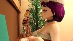 2girls 3d 3d_(artwork) christmas comic female female_only giantess immalol minmax3d smaller_female tagme