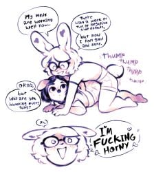 ambiguous_penetration anthro bestfriendforever bestfriendlewd besty_(character) bunny_girl dog_girl dry_humping english english_dialogue english_text furry futanari heart heart_symbol horny humping kenonomimi medication nonbinary puppy_girl trans_woman