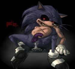 after_anal after_sex cum cum_drip cum_in_ass cum_inside cum_on_floor flaccid flaccid_after_cumming gay good_boy implied_penetration implied_sex legs_apart legs_spread looking_at_viewer lord_x off_screen_character paws praise solo_male sonic.exe_(series) tagme yaoi