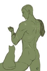 feline formaggio gangster green_background jojo's_bizarre_adventure naked public scars vento_aureo yaoi