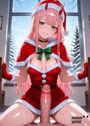 1boy 1boy1girl 1girls ai_assisted ai_generated artifox big_cock big_dick big_penis blush blush_lines breasts darling_in_the_franxx erect_cock erect_penis female green_eyes hi_res high_quality high_resolution highres horns huge_cock juicy_cock juicy_dick juicy_thighs long_hair low-angle_view medium_boobs medium_breasts medium_tits pink_hair room room_background santa_costume sex smile smiley_face smiling_at_viewer snow thick_thighs veiny_cock veiny_penis watermark wet_skin window zero_two zero_two_(darling_in_the_franxx)