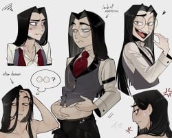 after_shower belly belly_grab fully_clothed handsome handsome_man hazbin_hotel implied_nudity kiss_marks no_sex pendleton_(hazbin_hotel) shirtless sir_pentious_(hazbin_hotel) sir_pentious_(human_form) solo solo_male suggestive