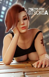 1girls 3d areolae big_breasts blizzard_entertainment breasts brigitte brigitte_lindholm discko female female_only french_nails large_breasts looking_at_viewer nipples overwatch sci-fi science_fiction scifi solo solo_female