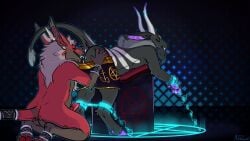2018 absurd_res anal animal_genitalia animal_penis ankle_cuffs anthro arms_tied asmodeus_(character) black_body black_fur black_hair black_sclera bodily_fluids bottomwear bottomwear_down bound bovid canid canid_demon canine canine_genitalia canine_penis caprine clothed clothing cloven_hooves creak_(meldritchhorror) cuff_(restraint) cum cum_from_ass cum_in_ass cum_inside demon duo ear_piercing ear_stud erection facial_hair felching fuck_bench fur furgonomics furry-specific_piercing gauged_ear genital_fluids genitals goat goatee grey_body grey_fur hair hellhound hi_res hooves horn horn_piercing horn_ring_(piercing) kneeling leaking_cum legs_tied male male/male male_anthro mammal masturbation meldritchhorror mythological_canine mythological_creature mythology occult_symbol open_mouth open_smile oral pants pants_down partially_clothed penis pentagram piercing purple_body raised_tail red_body red_fur red_penis restraints rimming ring_piercing sex slightly_chubby slightly_chubby_anthro slightly_chubby_male smile summoning_circle symbol tail teeth tongue tongue_out topless topless_anthro topless_male white_body white_fur wrist_cuffs yellow_eyes