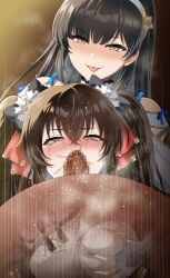 1boy 2026 2d 2d_(artwork) 2girls big_breasts bisexual bisexual_female black_hair blowjob blush breast_grab breasts brown_hair censored chinese_clothes clothed_female clothing daiyan_(girls'_frontline_2) dark-skinned_male eyes_rolling_back fellatio female girls'_frontline girls'_frontline_2:_exilium groping groping_breasts groping_from_behind hair_ribbon hairband heavy_breathing implied_bisexual jiangyu_(girls'_frontline_2) kneeling large_breasts light-skinned_female long_hair looking_at_viewer male male_pov mosaic_censoring motion_lines multiple_girls nude_male open_mouth oral oral_penetration oral_sex penis pov semi_incest sirano sisters squeezing_breast steam steamy_breath tearing_up tears threesome tongue tongue_out twintails type_95_(girls'_frontline) type_97_(girls'_frontline) x-ray yellow_eyes