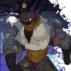 bara clothed clothed_male eyeless eyeless_character eyeless_face eyeless_male gay nohomoexpress penis penis_out penis_out_of_pants pumpkin pumpkin_head pumpkin_monster veiny veiny_cock veiny_penis