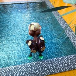 2025 2girls 3d 3d_(artwork) ass back_view bending_forward bending_over bent_forward blonde_hair crown dark-skinned_female eating_ass ebony inkling inkling_girl lagami marina_(splatoon) marina_(wo262) octoling octoling_girl pool poolside splatoon splatoon_(series) splatoon_2 splatoon_3 water yuri