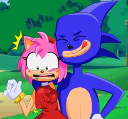 1boy 1girls amy_rose anthro black_nose blue_skin breast_grab breasts closed_eyes clothes clothing dress embarrassed eulipotyphlan female furry gloves green_eyes groping_breast groping_from_behind hand_under_clothes hedgehog looking_down mammal meme open_mouth pervert pink_skin sanic_hegehog smile sonic_(series) sonic_the_hedgehog sonic_the_hedgehog_(archie) sonic_the_hedgehog_(series) surprise surprised tongue_out wide_eyed