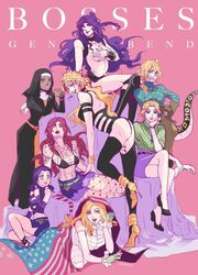 2020 6+girls 8girls adsmord american_flag battle_tendency blonde_hair breasts dark-skinned_female dark_skin diamond_is_unbreakable diavolo diego_brando dinosaur_girl dio_brando doppios_sweater enrico_pucci female funny_valentine genderswap hi_res high_heels highres human humanoid jojo's_bizarre_adventure kars large_breasts light-skinned_female light_skin long_hair looking_at_viewer multiple_girls nun pillar_men purple_hair rule_63 scary_monsters short_hair shounen_jump skimpy smile stardust_crusaders steel_ball_run stone_ocean tail text vampire vento_aureo villainess vinegar_doppio yoshikage_kira