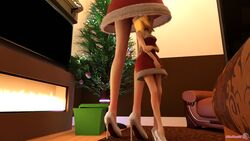 2girls 3d 3d_(artwork) breast_expansion christmas cleavage comic female female_only giantess growth immalol minmax3d smaller_female tagme