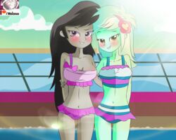 2girls bikini blush breasts cleavage cruise_ship equestria_girls fanart friendship_is_magic hasbro lyra_heartstrings_(mlp) mlp_clop moizeus my_little_pony navel octavia_melody sexilydrawn smooth_skin spring_breakdown swimming_pool swimsuit