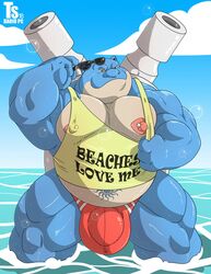 2018 animal_humanoid anthro anthrofied ball_bulge bara_tiddies bara_tits barazoku belly big_belly big_bulge big_chest big_moobs big_muscles big_pecs blastoise bubble bulge cannon clothing cloud ear_piercing english_text eyewear furry furry_only gigantic_chest gigantic_pecs hi_res huge_chest huge_pecs humanoid large_pectorals looking_at_viewer male male_only man_boobs man_breasts massive_chest massive_pecs moobs musclegut muscular muscular_anthro muscular_male nintendo nipple_piercing nipples partially_submerged pecs pierced_nipples piercing piercings pokémon_(species) pokemon pokemorph quads ranged_weapon reptile scalie seascape seductive seductive_look seductive_smile shell shirt sky smile solo speedo standing sunglasses swimwear tank_top tattoo text text_on_clothing thick_thighs topwear tylerstark video_games water weapon wet wet_body wet_clothing