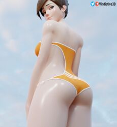 1girls 3d ass ass_focus beach big_ass big_butt blender blizzard_entertainment bubble_butt butt dark_hair dat_ass female female_focus female_only from_behind human human_only lifeguard_tracer looking_at_viewer looking_over_shoulder one_piece_swimsuit overwatch sci-fi science_fiction scifi shiny_skin solo solo_female swimsuit thick thick_ass thick_thighs tracer viewed_from_below vindictive3d