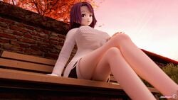 1girls 3d animated breast_expansion breasts cleavage cleavage_cutout clothing female female_only giantess giantess_growth growth immalol legs_crossed mini_giantess mini_giantess_growth minmax3d shorts solo solo_female sweater thighs turtleneck