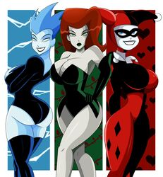 2d 3girls alternate_breast_size apple_butt ass back_view batman:_the_animated_series batman_(series) big_ass big_breasts black_lipstick blue_eyes blue_hair blue_skin bust busty butt cleavage costume curvaceous curves curvy curvy_body curvy_female curvy_figure curvy_hips dat_ass dc_comics dcau fat_ass female female_only gloves green_eyes green_lipstick harley_quinn harley_quinn_(classic) hips hourglass_figure huge_ass huge_breasts large_ass large_breasts legs lips lipstick livewire looking_at_viewer makeup metahuman multiple_girls outfit poison_ivy poison_ivy_(dcau) red_hair redhead short_blue_hair side_view sideboob smile smiling sonson-sensei superman:_the_animated_series superman_(series) supervillain the_new_batman_adventures thick thick_legs thick_thighs thighs villain villainess waist wide_hips