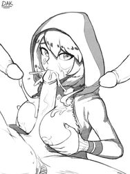 1girls 3boys between_breasts bob_cut breast_grab bukkake cum cum_in_mouth cum_inside darkartskai fellatio female_only looking_at_viewer monochrome multiple_boys paizuri pixen short_hair sketch solo tagme