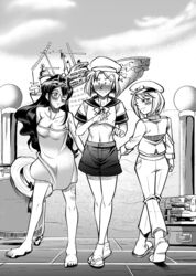 blush glasses hi_res mary_o'reilly megane monochrome navy_uniform seifuku ship sun_hat sundress yogurpodrido