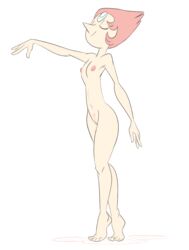 breasts casual dancing eyes_closed female gem_(species) graceful happy herny naked nude pale_skin pearl_(steven_universe) pussy smiling steven_universe tiptoes