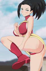 1girls aruman ass_focus big_ass big_breasts big_butt bimbo black_eyes black_hair boots busty butt_focus dat_ass female female_focus female_only flat_heel_boots huge_ass huge_breasts large_ass leg_up momo_yaoyorozu my_hero_academia presenting presenting_hindquarters solo solo_female solo_focus teenager thick_ass