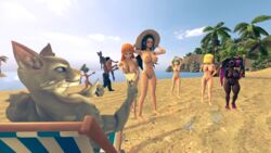 16:9 3d 3d_(artwork) alcohol android_18 animal_humanoid anthro ass barefoot beach beverage big_breasts black_hair blonde_hair blue_eyes breasts bulma_briefs carrying_over_shoulder cephalopod clothing cocktail crossover dark-skinned_female dark_skin digital_media_(artwork) dragon_ball dragon_ball_z felid feline female fur gesture grin hi_res human humanoid inkling long_hair looking_at_viewer male mammal mammal_humanoid marie_(splatoon) marie_(wo262) marina_(splatoon) marina_(wo262) marine marine_humanoid martini mollusk mollusk_humanoid mr._catpotion nami_(one_piece) nico_robin nintendo nipples nude one_piece orange_hair outside pseudo_hair pupils running seaside slit_pupils smile splatoon tentacle tentacle_hair thumbs_up video_games widescreen wo262_(3d_model_style)