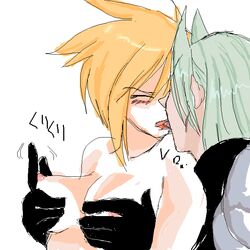 1girls areola blonde_hair breasts cloud_strife cloudette_strife color female final_fantasy final_fantasy_vii human kissing male nipples rule_63 sephiroth smooth_skin straight thunder_head