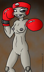 2007 anthro boxing boxing_gloves boxing_gloves_only boxing_headgear breasts color female female_only geodude gloves grey_skin headgear nipples nude pokemon punch rancid red_boxing_gloves red_boxing_headgear red_gloves solo tagme vulva