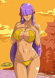 1girls 5_fingers areola areolae bangs bangs_over_eyes beach beauty_mark belly belly_button big_breasts bikini bra breasts capcom cleavage clothed clothes clothing cloud clouds curvy erect_nipples female female_only flirting hair_covering_eye hair_covering_eyes hands_on_breasts hips huge_breasts humanoid large_breasts layer long_hair looking_at_viewer mega_man mega_man_x mega_man_x_dive mole mole_under_eye mountain navel nipple_bulge nipples no_eyes panties purple_hair robot seductive seductive_smile simple_background sky smile smiling smiling_at_viewer solo solo_female standing thick thick_thighs thighs timestones underwear voluptuous watermark wide_hips yellow_bikini yellow_bra yellow_panties yellow_underwear