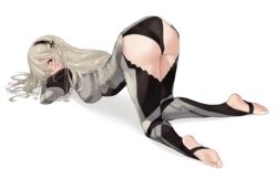 armor armored_dress ass bent_over black_panties blush breasts commission corrin_(female)_(fire_emblem) corrin_(fire_emblem) face_down feet female fire_emblem fire_emblem_fates full_body grey_hair hair_over_one_eye j@ck long_hair looking_at_viewer medium_breasts panties red_eyes shadow simple_background soles solo stirrup_legwear thighs toeless_legwear toes top-down_bottom-up underwear white_background