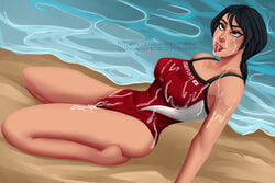 ahe_gao ahegao beach breasts clothed clothing cozy_chomps cum cum_on_breasts cum_on_face cum_on_pussy excessive_cum fortnite fully_clothed lifeguard pussy shore tagme tyrana