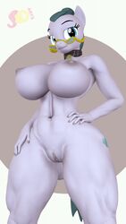 3d absurd_res anthro anthrofied big_breasts breasts cloudy_quartz_(mlp) equid equine eyewear female friendship_is_magic furry genitals glasses hand_on_hip hi_res jdarts mammal mature_female my_little_pony nipples nude pussy solo