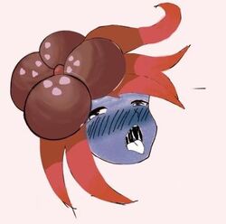 ahe_gao anthro blue_skin blush drool drooling gloom leaf leaves leaves_in_hair plant pokémon_(species) pokemon red_hair seeds sole_female tongue tongue_out