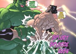 anal anal_sex balls bara big_balls big_belly big_penis boner cum cum_in_ass cum_out_mouth cum_through erection gay green_skin hulk hulk_(series) inflation male male_only marvel marvel_comics muscles muscular orgasm penis spread_legs sweaty tom_cray wolverine_(x-men) x-men