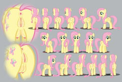 all_fours anus base breasts crotchboobs cutie_mark equid equine female feral fluttershy_(mlp) fluttershyfann80085 friendship_is_magic fur furry genitals hair hasbro hi_res horse long_hair mammal model_sheet my_little_pony nipples pegasus pink_hair pony pussy wings yellow_body yellow_fur