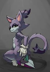 1girls anthro blaze_the_cat cat_ears cat_tail catgirl dildo dipstick_tail feline female_only forehead_jewel furry furry_only kneeling looking_at_viewer looking_back masturbation multicolored_fur nsfuwu4 nude purple_fur sega sex_toy slit_pupils small_breasts smile sonic_(series) white_fur yellow_eyes