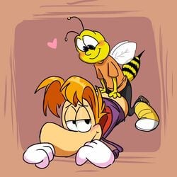 anal anthro arthropod ass_up bee blush buzz_the_bee cheerios clothed clothed/nude clothing digital_media_(artwork) duo general_mills holding_butt honey_nut_cheerios hymenopteran insects kneeling looking_back lying male male/male male_penetrated male_penetrating male_penetrating_male mascot muffinlewds nude on_front penetration rayman rayman_(series) sketch smile ubisoft video_games weird_crossover