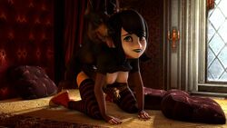 3d animated bed bestiality black_hair dog doggy_style female goth hotel_transylvania mavis_dracula mp4 nipples no_sound puffy_nipples shiftop vampire video zoophilia