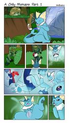 anthro anthrofied eeveelution female feral furry genitals hi_res male male/female nintendo pokémon_(species) pokemon pokemon_trainer pussy stufful transformation vaporeon video_games wolfbaloo